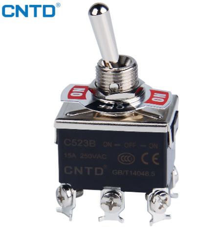 C523B CNTD INTERRUPTOR COLA DE RATA 3 POSISCIONES ON-OFF-ON 6 TORNILLOS RETENIDO