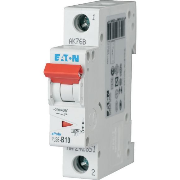242651 EATON MOELLER INTERRUPTOR TERMOMAGNETICO EN RIEL DIN 1 POLO 10 AMP CURVA B PLS6-B10-MW