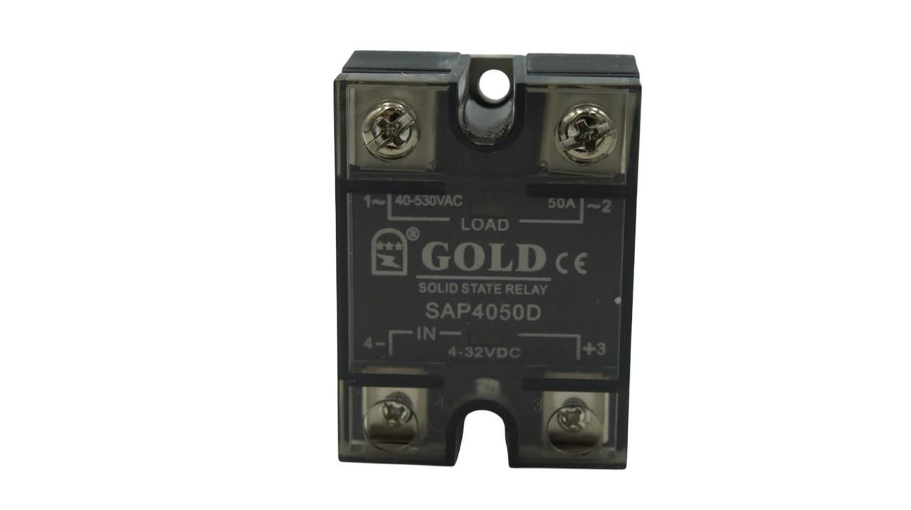 SAP4050D  GOLD RELEVADOR ESTADO SOLIDO MONOFASICO 50 AMP 40-530 VAC DISPARO EN DIRECTA