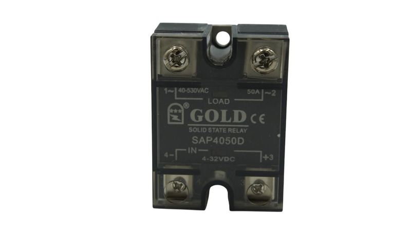 SAP4050D  GOLD RELEVADOR ESTADO SOLIDO MONOFASICO 50 AMP 40-530 VAC DISPARO EN DIRECTA