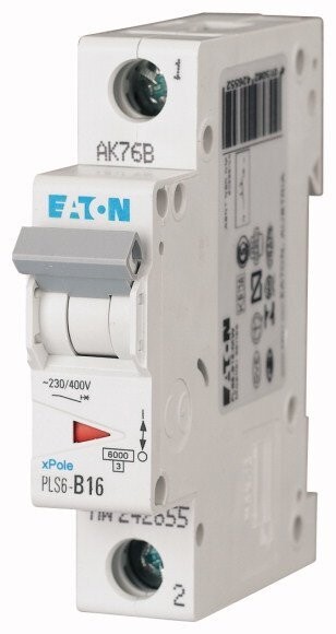 Interruptor Termomagnético PLS6/M MCB, 1Polo 16A curva B, riel DIN | Eaton Moeller