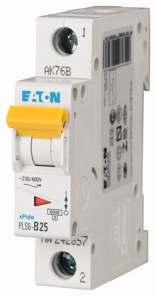 Interruptor Termomagnético PLS6-C25-MW, 1Polo 25A curva C, riel DIN | Eaton Moeller