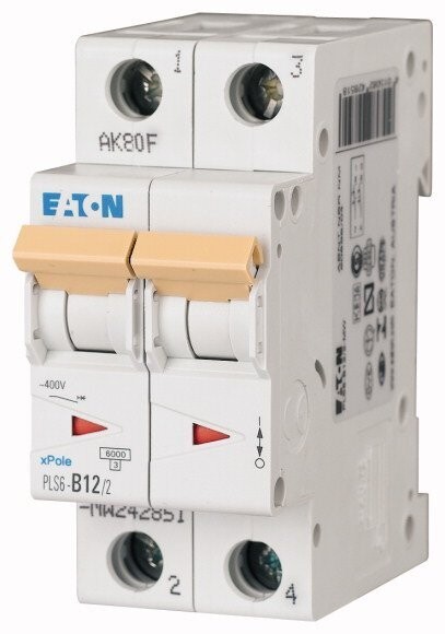 Interruptor Termomagnético PLS6/M MCB, 2Polos 16A curva B, riel DIN | Eaton Moeller