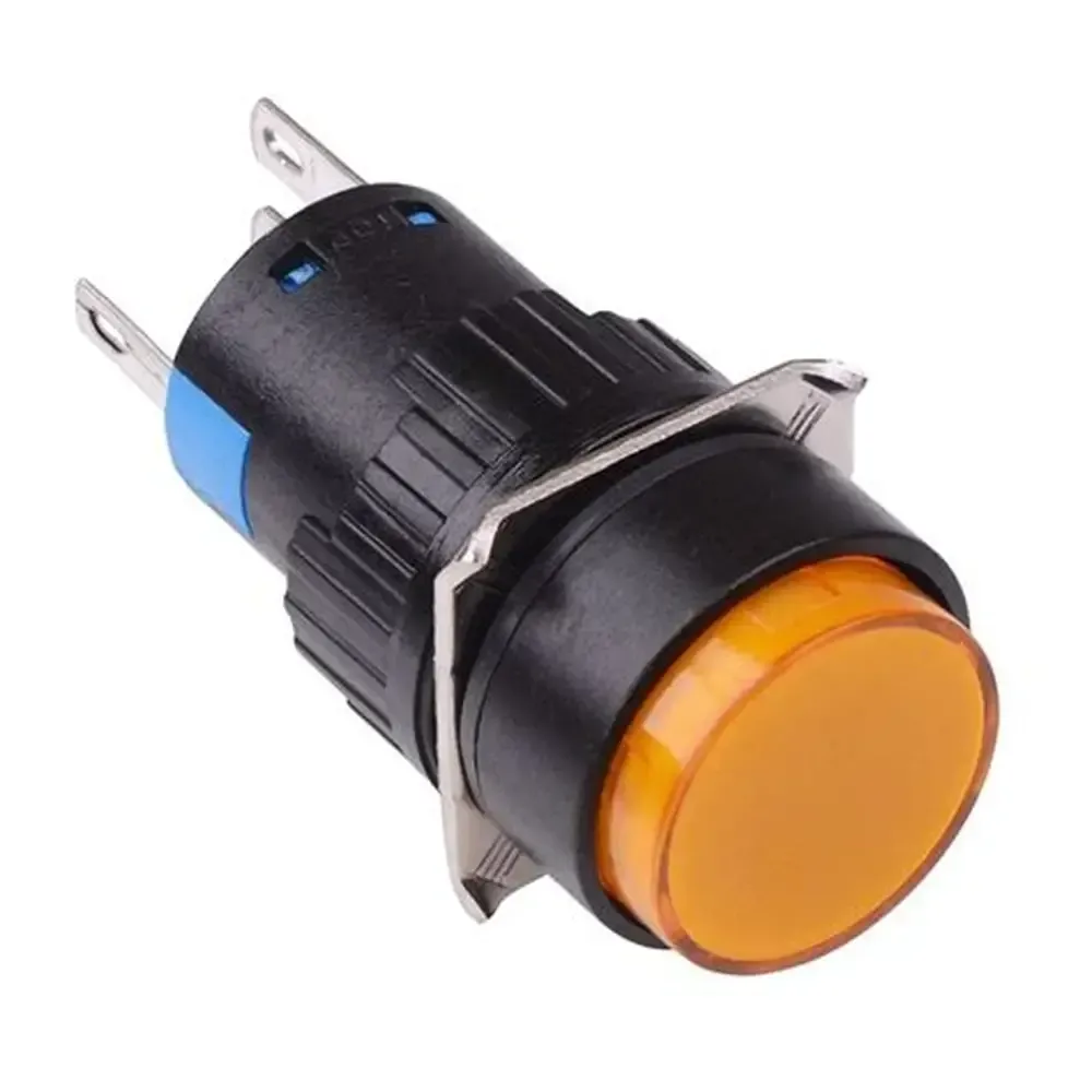 Botón pulsador momentáneo circular LAY50-16AY-22D-Y-24V amarillo 24V 16 mm | ANDELI