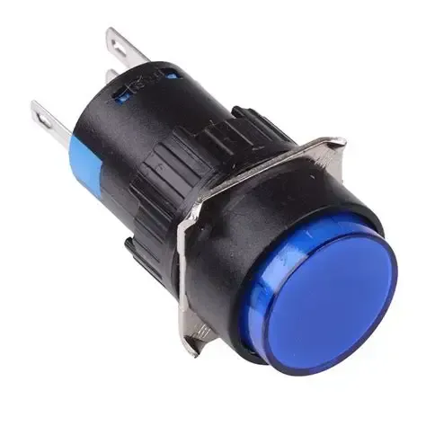 Botón pulsador retenido circular LAY50-16AY-22TD-B-24V azul 24V 16 mm | ANDELI
