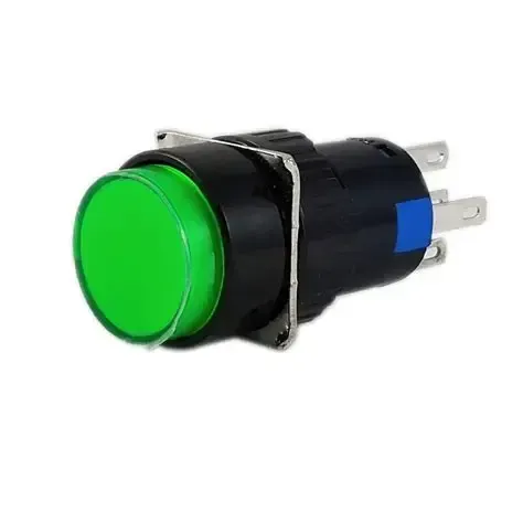 Botón pulsador retenido circular LAY50-16AY-22TD-G-24V verde 24V 16 mm | ANDELI