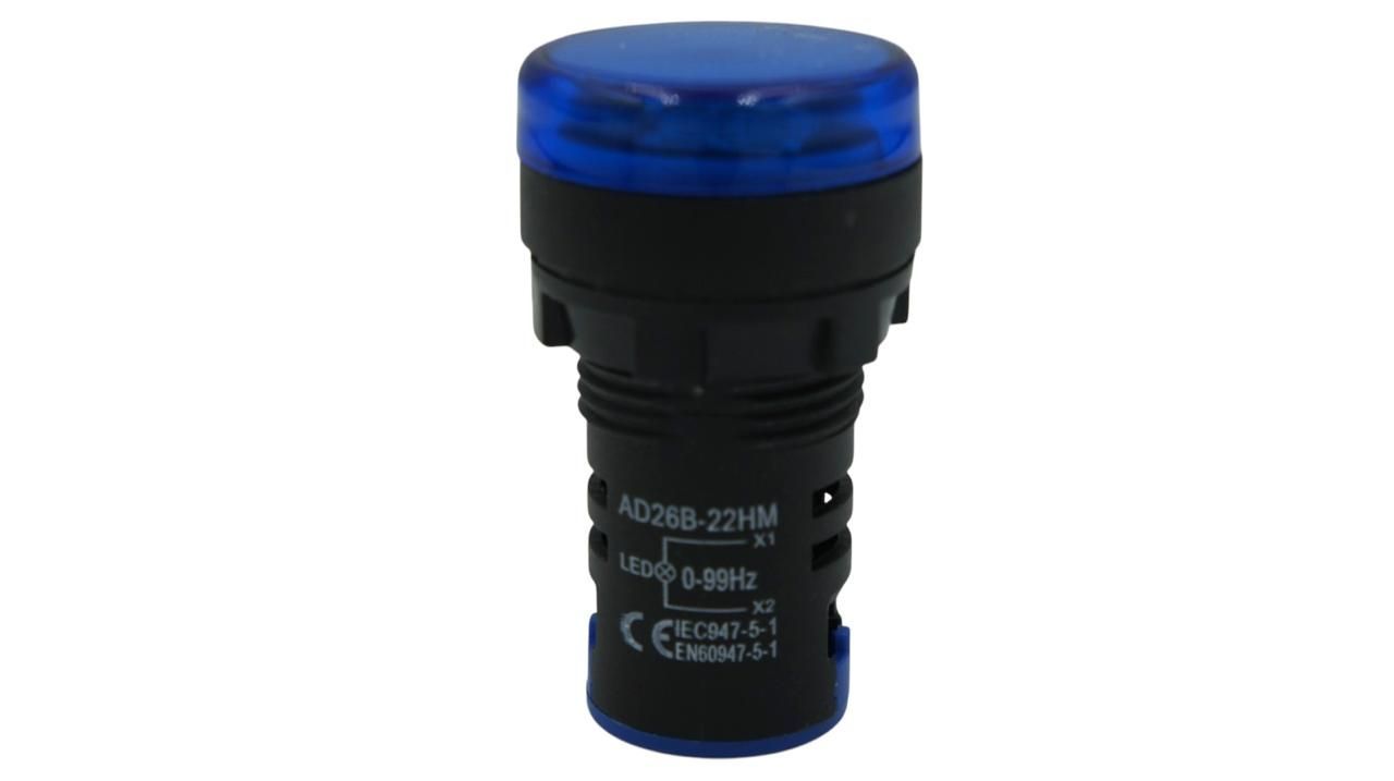 Frecuencímetro digital azul AD22-22HMB 22mm 0-99 HZ | ANDELI