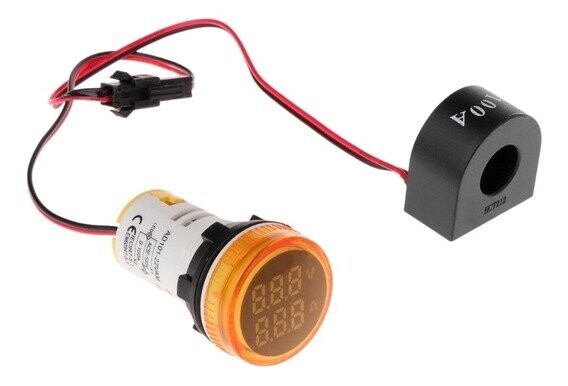 Voltímetro y Amperímetro ámbar AD22-22VAM-A 22 mm | ANDELI