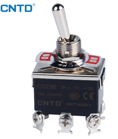 Interruptor cola de rata inestable (momentáneo) C5R23B  ON-OFF-ON 2P+2T 3 posiciones 15A 250V | CNTD