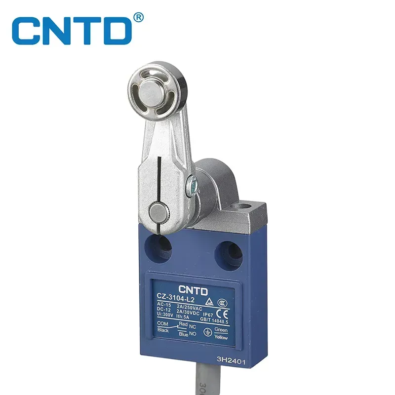 Limit Switch vertical precableado brazo con rodillo metálico CZ-3104 1NC+1NO | CNTD