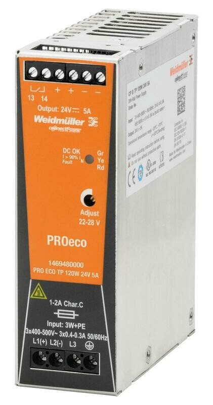 1469480000 WEIDMULLER FUENTE DE ALIMENTACION MONOFASICA 24VD 5AMP PROECO120W24V5A 1469480000 WEIDMULLER FUENTE DE ALIMENTACION MONOFASICA 24VD 5AMP PROECO120W24V5A