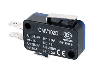 Micro Switch Palanca Corta CMV102D, 10A 250V 1NC + 1NO | CNTD