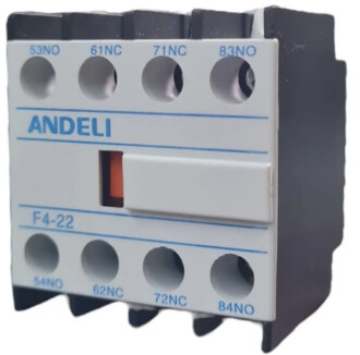 Contacto auxiliar frontal para contactor F4-22 2NA+2NC | ANDELI