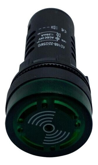 Zumbador iluminado flashante verde AD16B-22M/G-12V 22 mm 12V | ANDELI