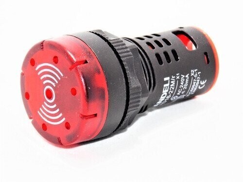 Zumbador iluminado flashante rojo AD16B-22M/R-12V 22 mm 12V | ANDELI