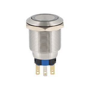 Botón pulsador inoxidable retenido iluminado rojo BM22R-R120V 120V 22 mm | ZJWZLH