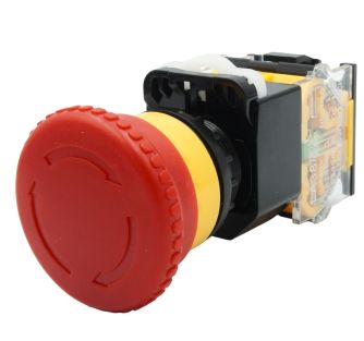 Botón paro de emergencia (paro y giro) M22MK-P 1NA+1NC 22 mm | MK ELECTRO
