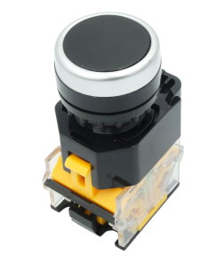 Botón pulsador retenido negro M22MKR-BK 1NA+1NC 22 mm | MK ELECTRO