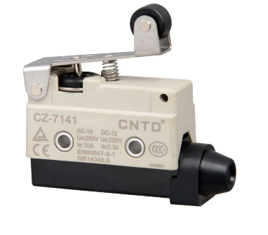 Limit Switch horizontal palanca corta con rodillo CZ-7141, 1NC + 1NO | CNTD