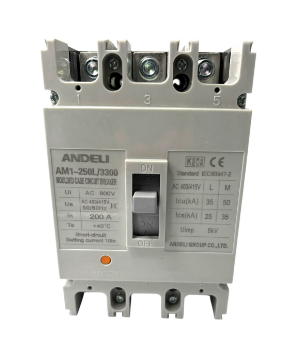 Interruptor Termomagnético en Caja Moldeada AM1-250L-3P200A 3 Polos 200 A | ANDELI