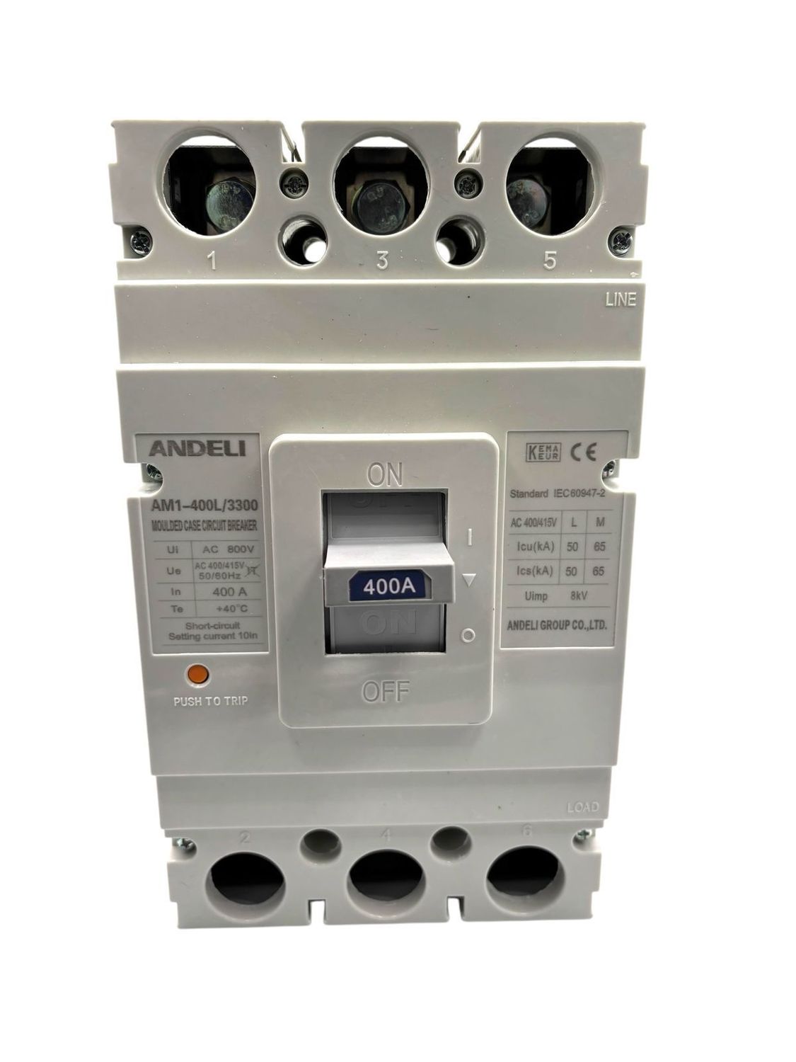 Interruptor Termomagnético en Caja Moldeada AM1-400L-3P400A 3 Polos 400 A | ANDELI
