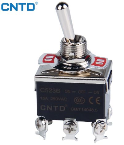 Interruptor cola de rata estable (retenido) C522B ON-ON 2P+2T 2 posiciones 15A 250V | CNTD