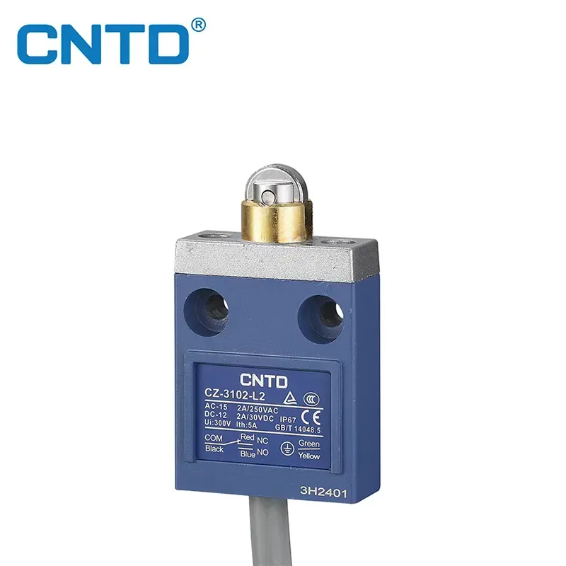 Limit Switch vertical precableado pivote corto con rodillo metálico CZ-3102 , 1NC + 1NO | CNTD