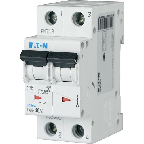239107 EATON MOELLER INTERRUPTOR TERMOMAGNETICO EN RIEL DIN 2 POLOS 40 AMP CURVA C FAZ6-C40/2