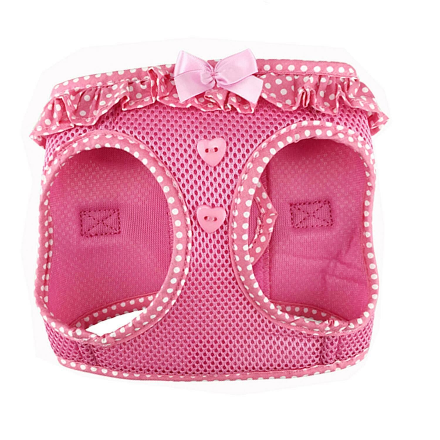 American River Dog Harness Pink Polka Dot Ruffle