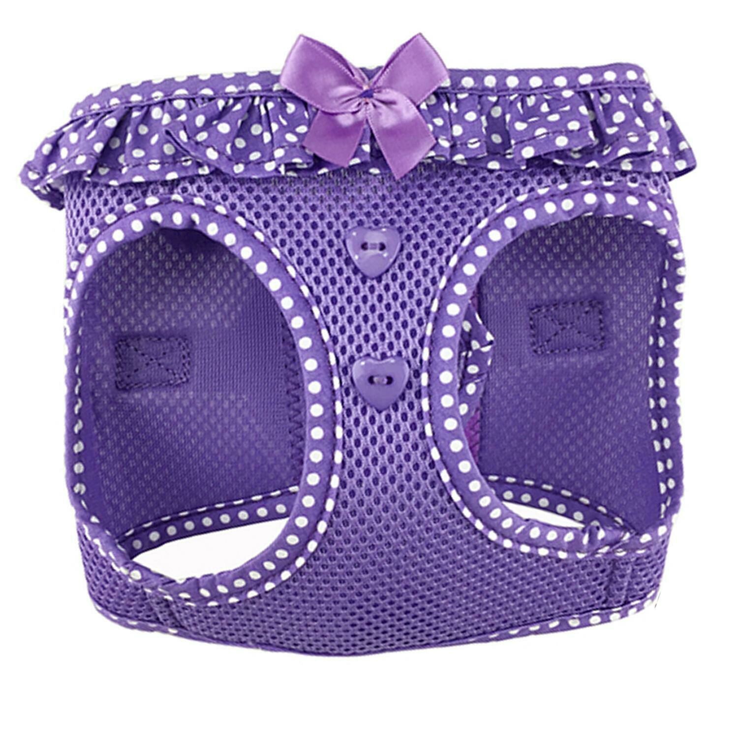 American River Dog Harness Paisley Purple Polka Dot Ruffle