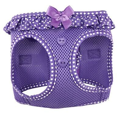 American River Dog Harness Paisley Purple Polka Dot Ruffle