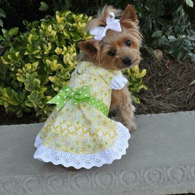 Emily Yellow Floral &amp; Lace Dress