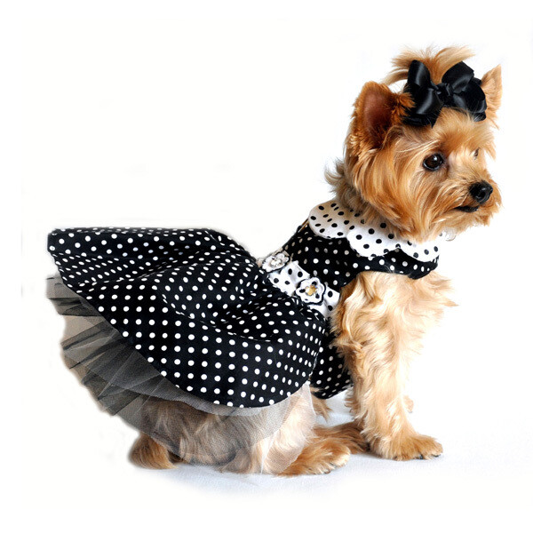 Polka Dot Dog Dress - Black and White -
