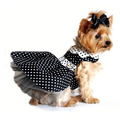 Polka Dot Dog Dress - Black and White -