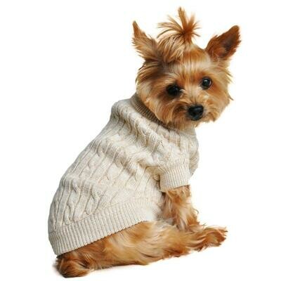 Dog Cable Knit 100% Cotton Sweater-Oatmeal