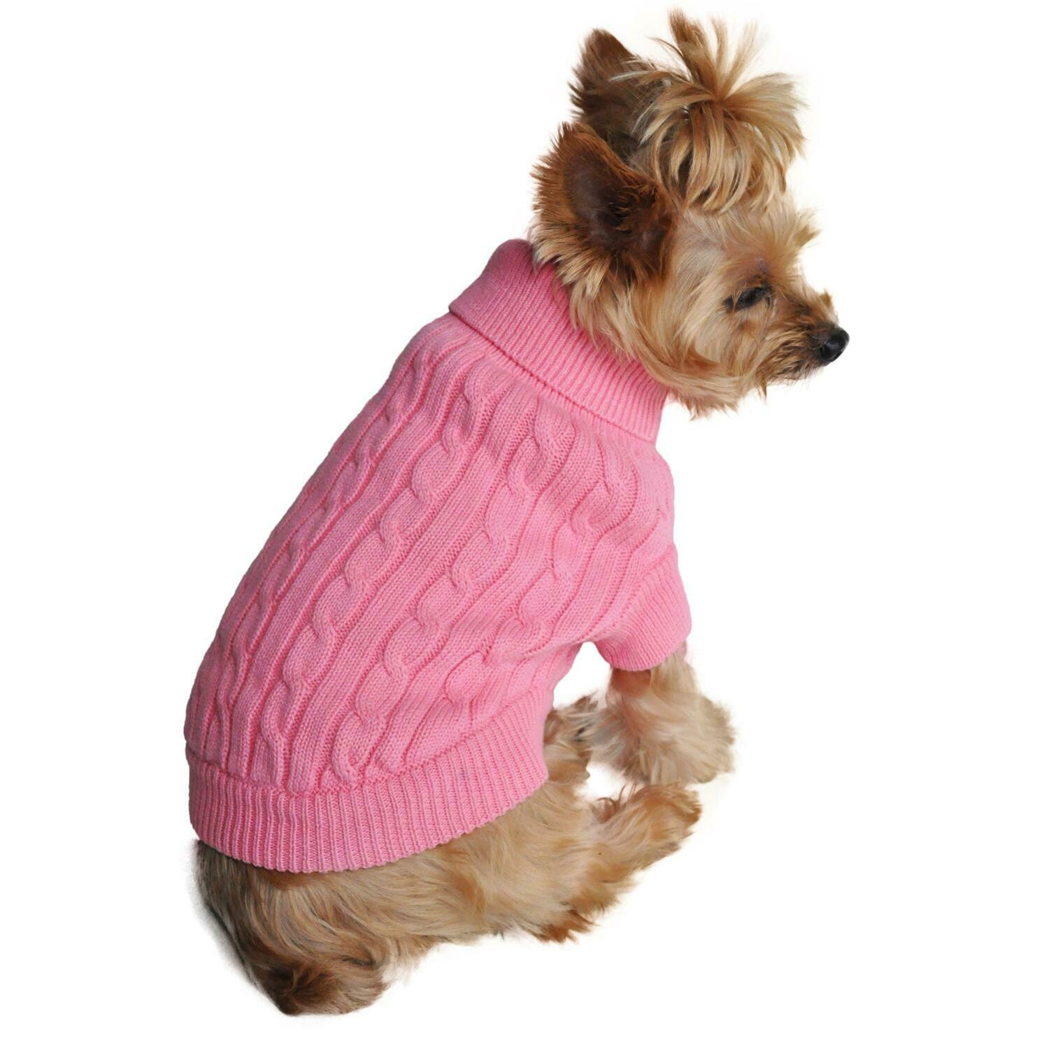 Dog Cable Knit 100% Cotton Sweater -Candy Pink
