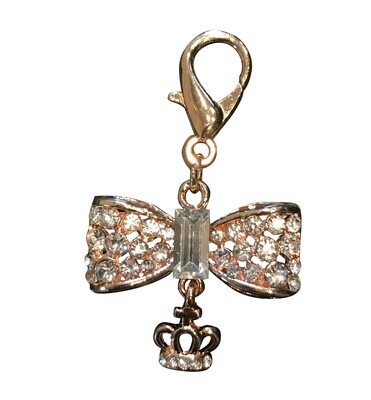 Dog Collar Charm, Bow with Crown