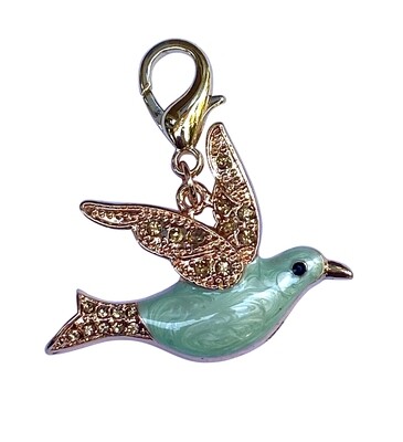 Dog Collar Charm, Huge Green Bird Dog Collar Charm