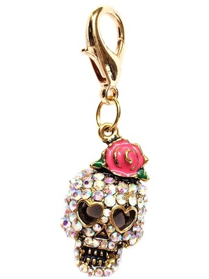 Dog Collar Charm, Girly Skully