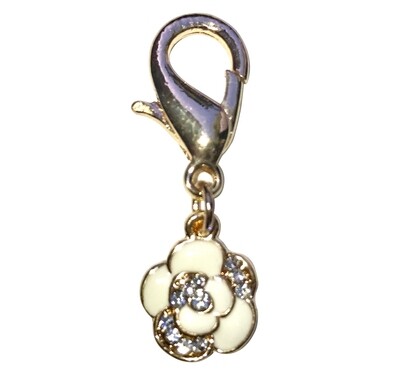 Dog Collar Charm, Ivory Flower