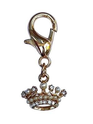 Dog Collar Charm, Tiny Crown w/ Pearls Dog Collar Charm