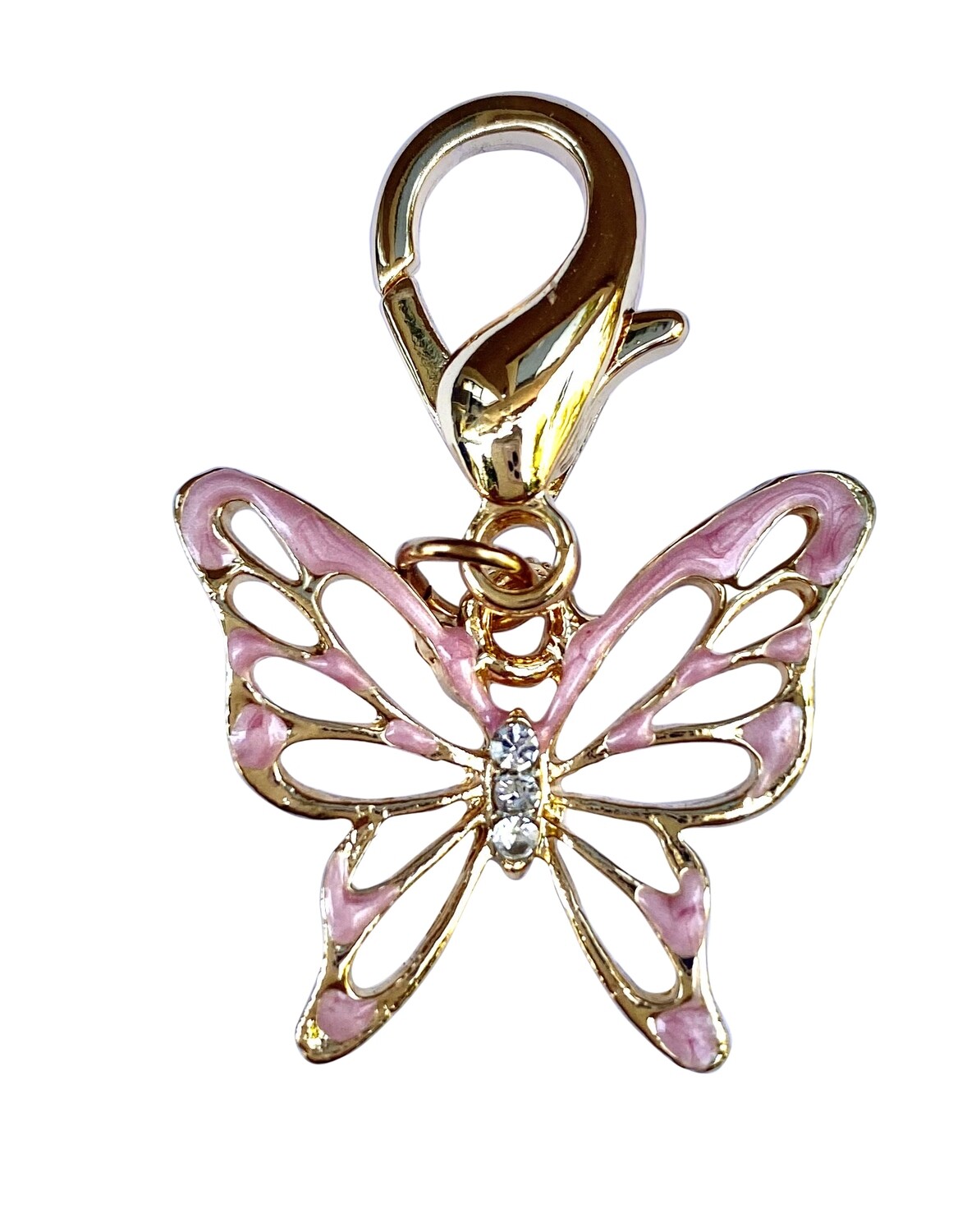 Dog Collar Charm, Pink Butterfly Dog Collar Charm