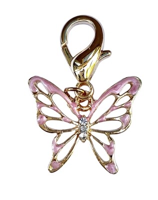 Dog Collar Charm, Pink Butterfly Dog Collar Charm