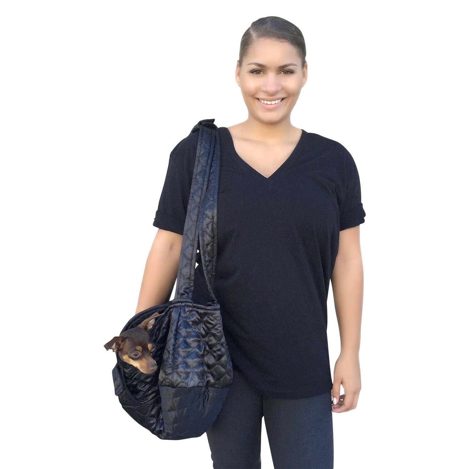 Brit Quilted Carrier, Black Satin