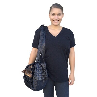 Brit Quilted Carrier, Black Satin