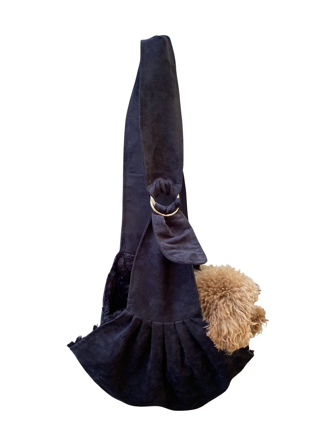 Furbaby Adjustable Sling, Black Suede NEW