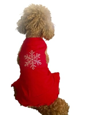 Dress, Rhinestone Snowflake, Red