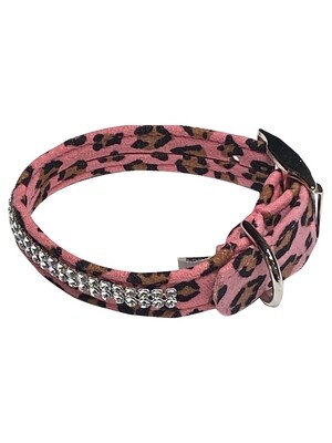 Glamour Girl 2 row Collar, Pink Cheetah