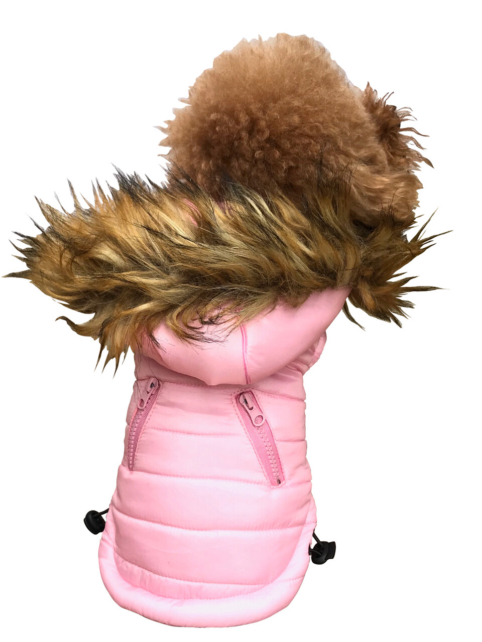 Ski Bunny Puffer with Fur-trimmed hoodie, Pink