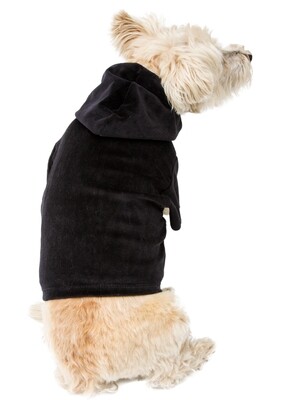 Velvet Hoodie Zip Front, Black